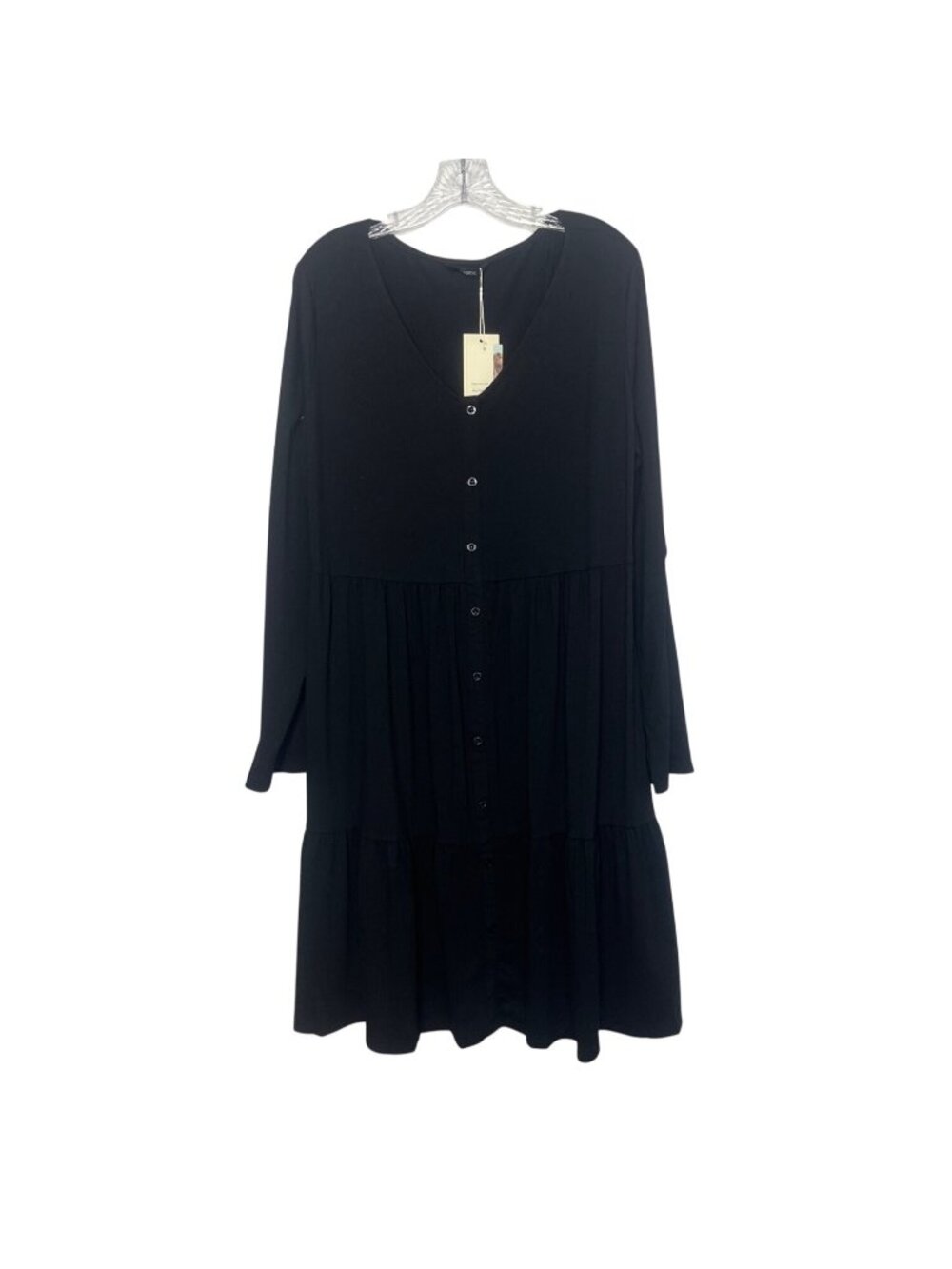 Dokotoo Tiered Long Sleeve Dress 2XL Black New Cottage Core